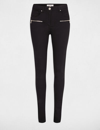 Slimfit jeans met ritsdetails zwart vrouw