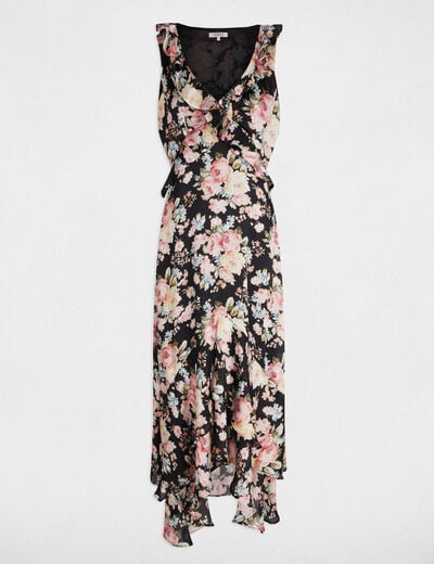 Robe longue droite imprimée multicolore femme