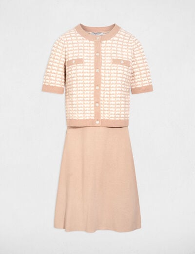 Robe tricot effet 2-en-1 taupe femme
