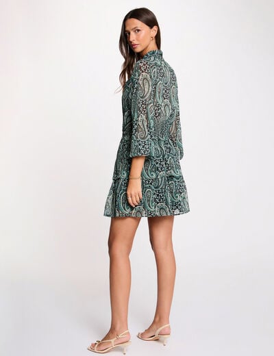 Robe courte col lavalli&egrave;re multicolore femme