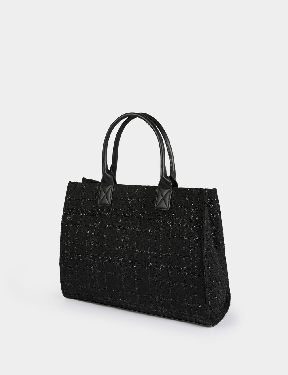 Tweed shopper zwart vrouw