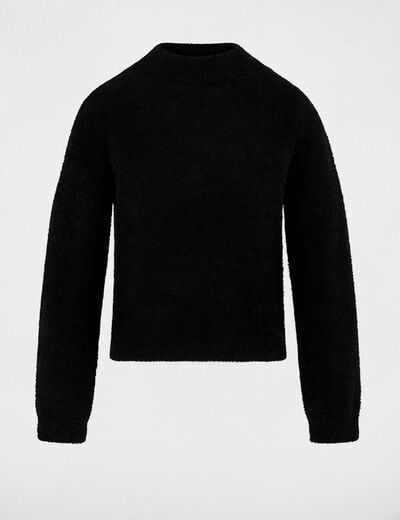 Pull col montant ajust&eacute; noir femme