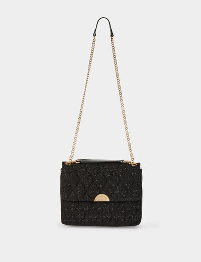 Sac tweed métallisé noir femme