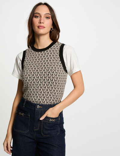 Pull sans manches imprimé sable femme