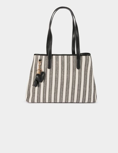 Sac cabas ray&eacute; ivoire femme