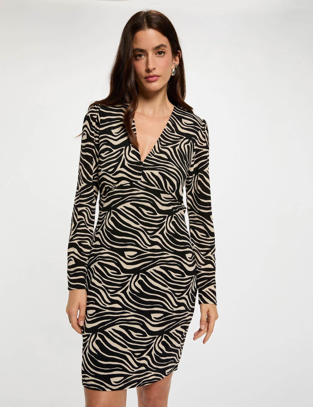 Robe courte ajustée multicolore femme