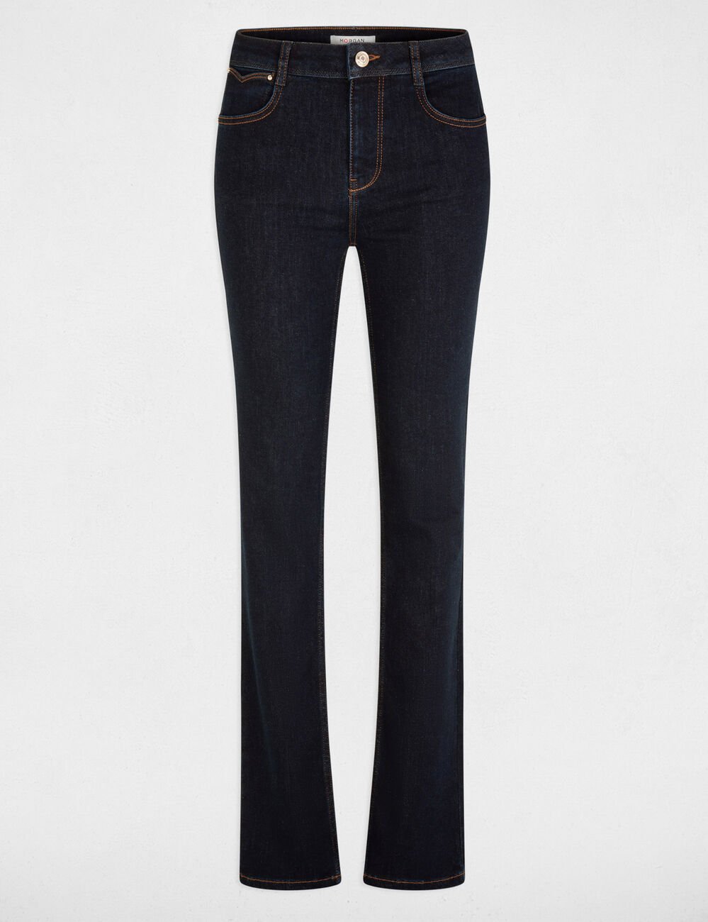 Jean droit taille haute denim brut femme