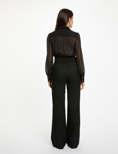 Top cintré col à revers noir femme
