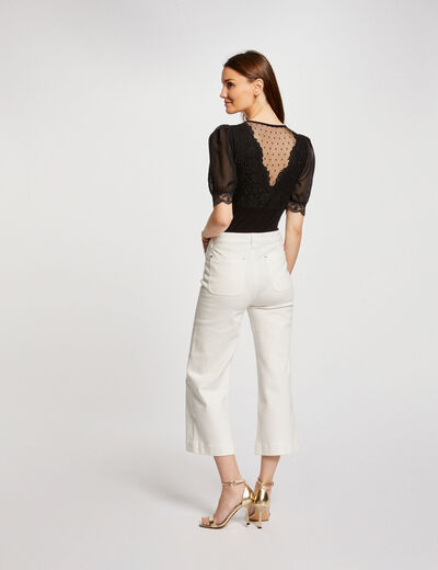Body manches 3/4 dentelle noir femme