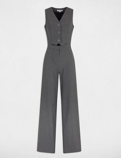 Combinaison fluide sans manches gris moyen femme