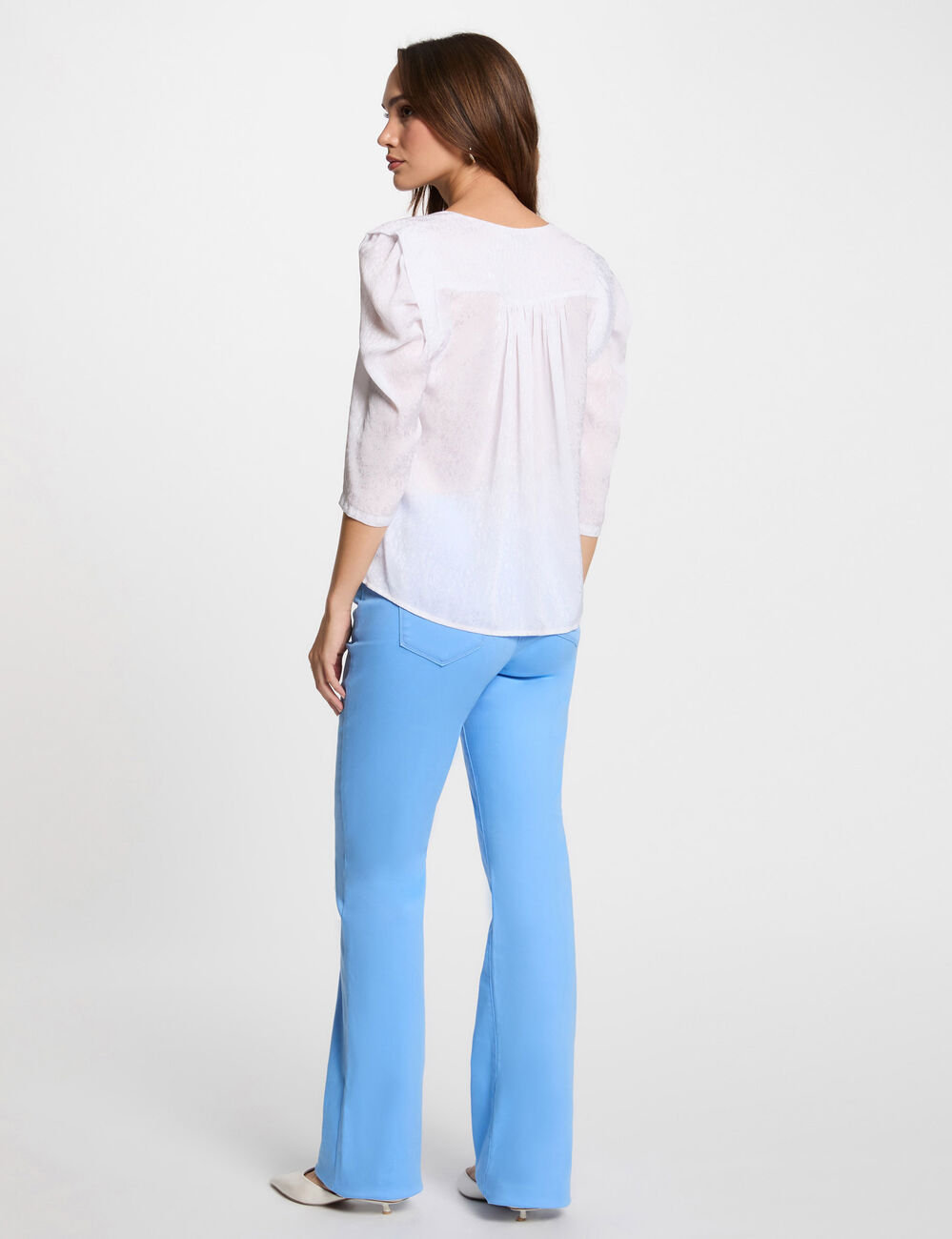 Bootcut broek met knoopsluiting bleu vrouw