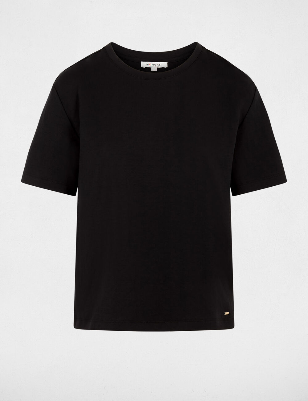 T-shirt col rond noir femme