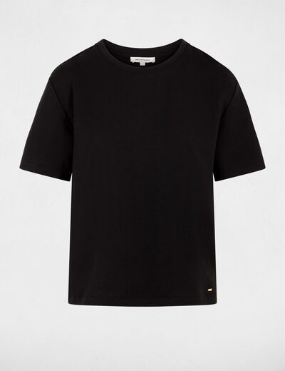T-shirt met ronde hals zwart vrouw