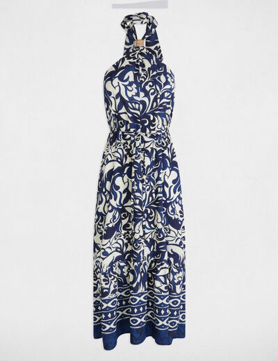 Robe longue droite imprimée multicolore femme
