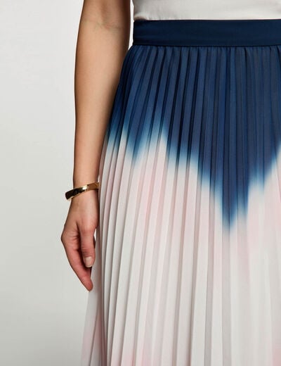 Jupe longue pliss&eacute;e multicolore femme