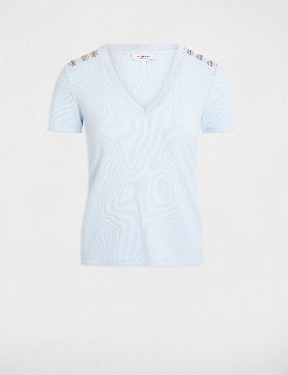 T-shirt manches courtes bleu ciel femme