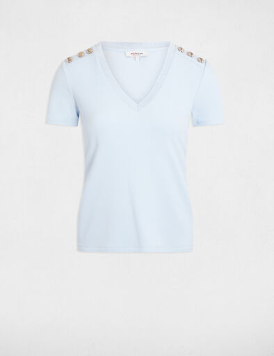t shirt manches courtes bleu ciel femme T-shirt manches courtes bleu ciel femme