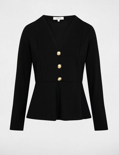 T-shirt cintré col v noir femme