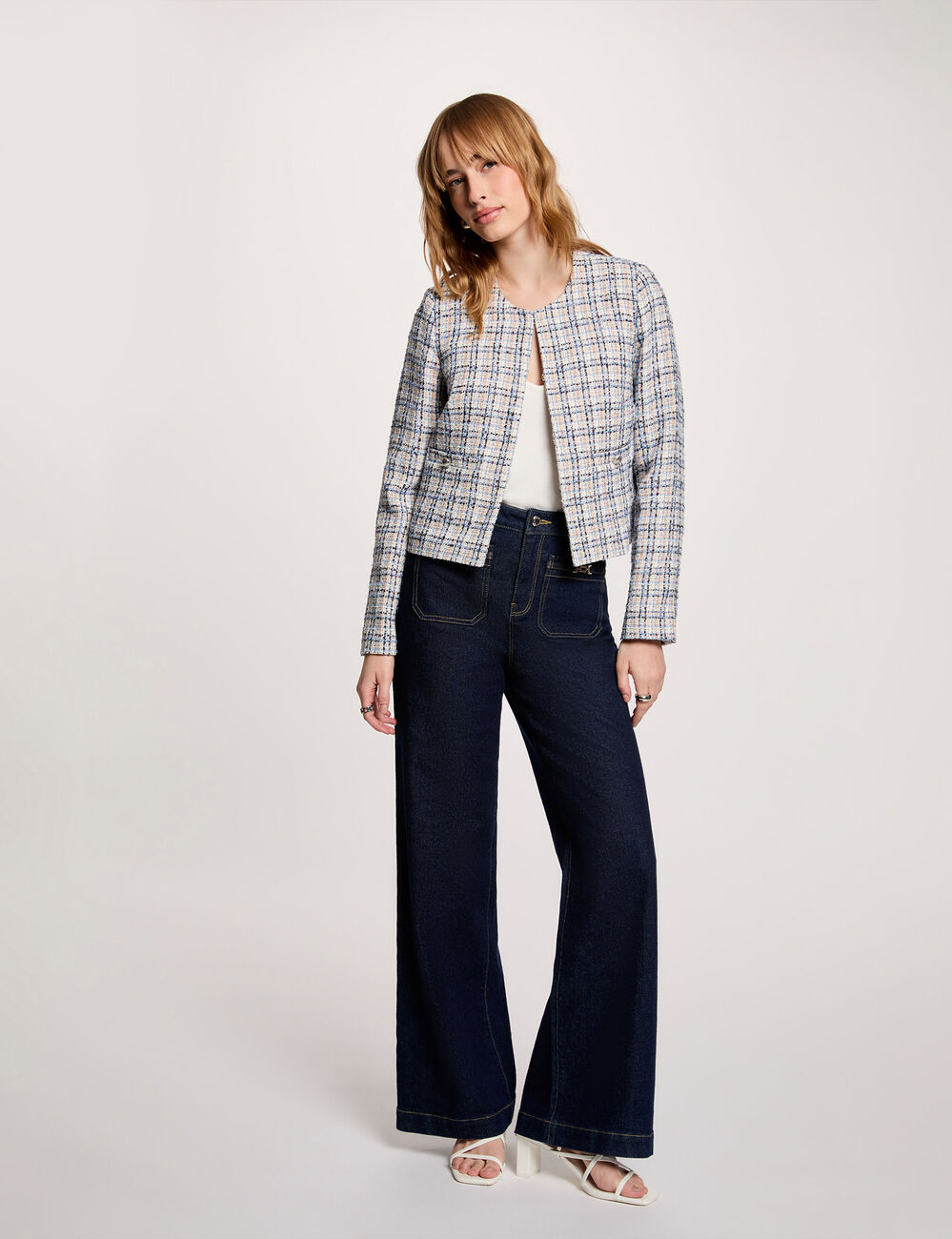 Getailleerde tweed jas meerkleurig vrouw