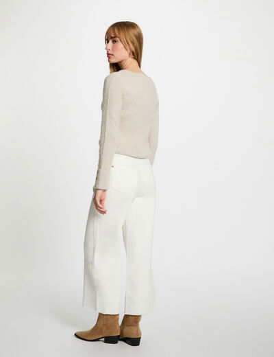 Pull manches longues avec col en V sable femme
