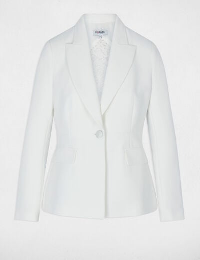 Blazer ajust&eacute; dentelle blanc femme