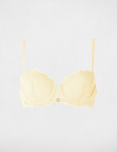 Soutien-gorge dentelle bretelles fines jaune femme