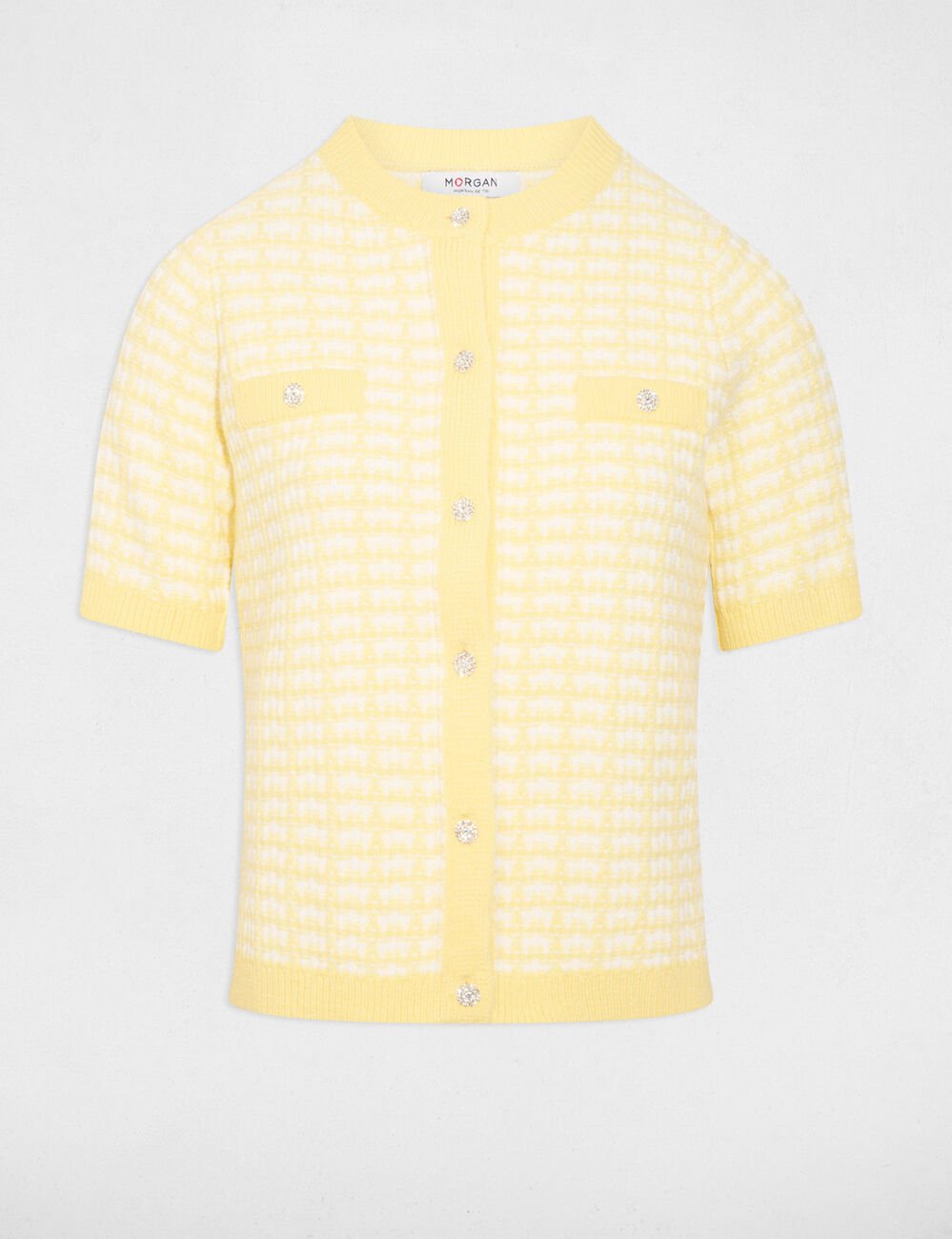 Vest met korte mouwen en print lichtgeel vrouw