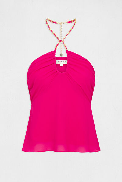 Bustier avec détail chaîne rose fonce femme