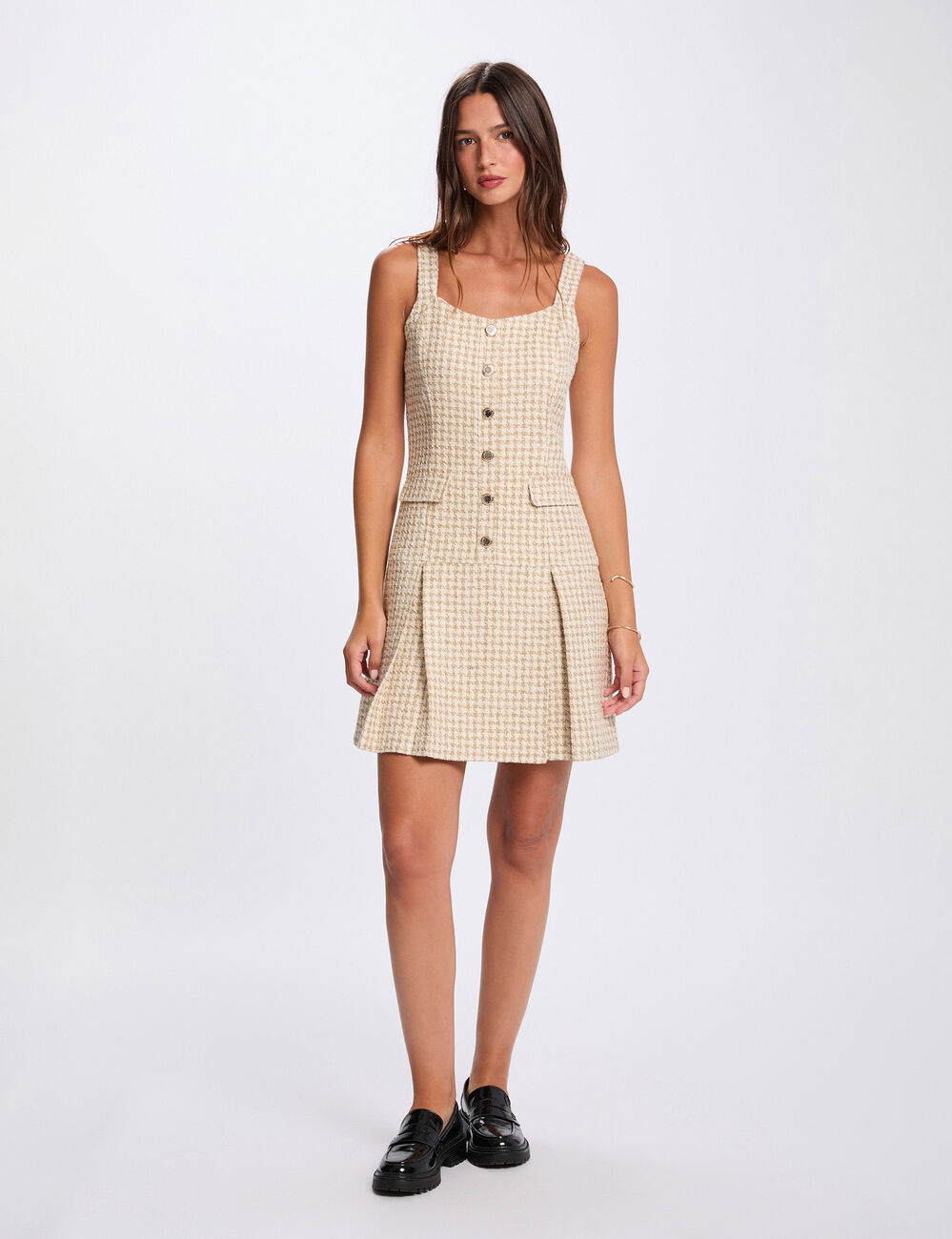 Robe tweed évasée multicolore femme