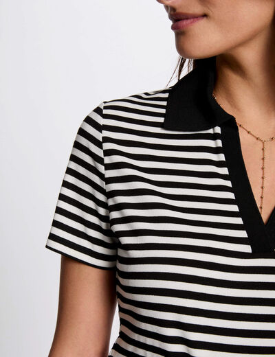 Gestreept T-shirt met korte mouwen helder wit vrouw