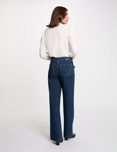 T-shirt dentelle manches longues blanc femme