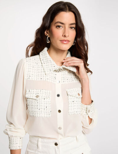 Chemise manches longues ivoire femme