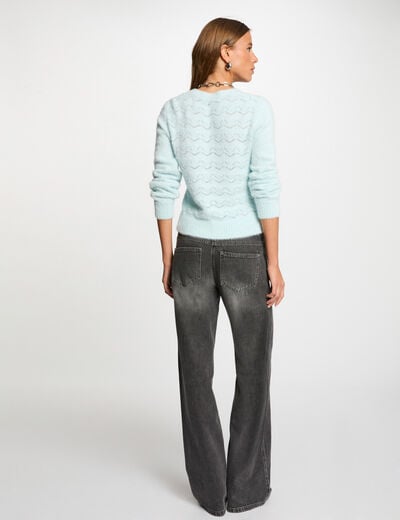 Gilet manches longues bleu ciel femme
