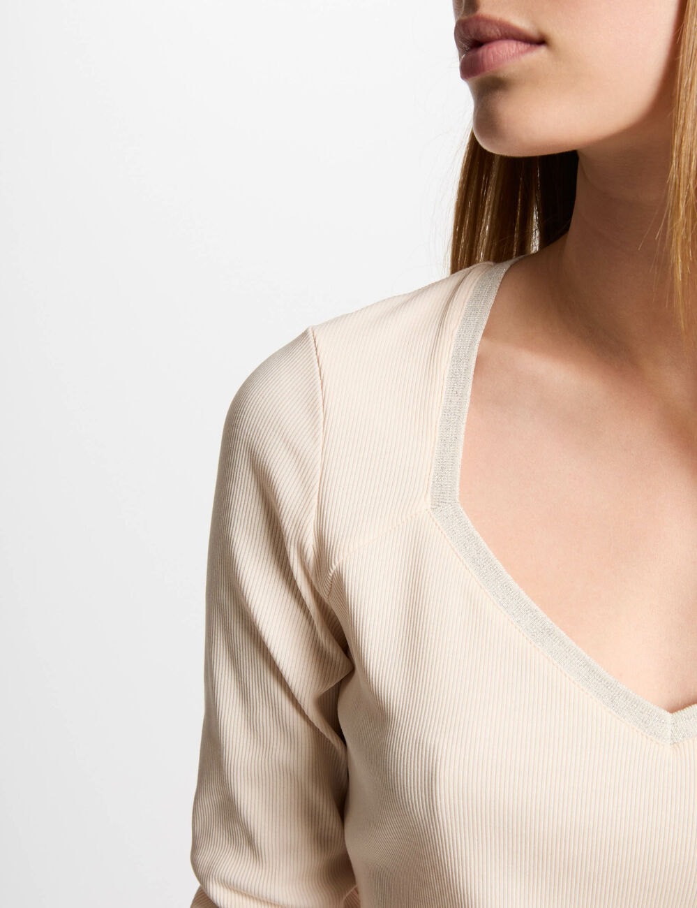 Lange mouwen T-shirt ivoor vrouw