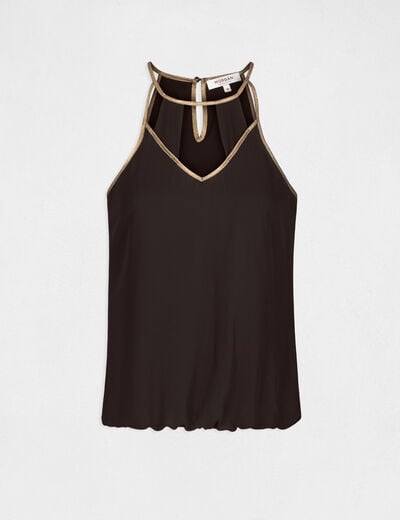Blouse bretelles fines avec liser&eacute;s noir femme