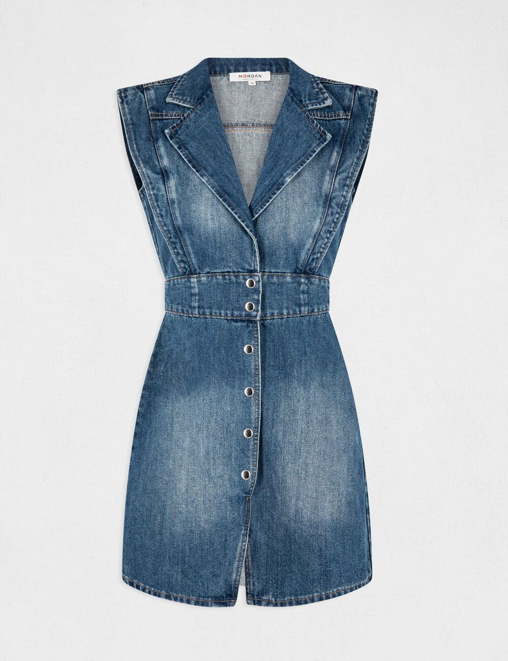 Robe sans manches ceintrée jean stone femme