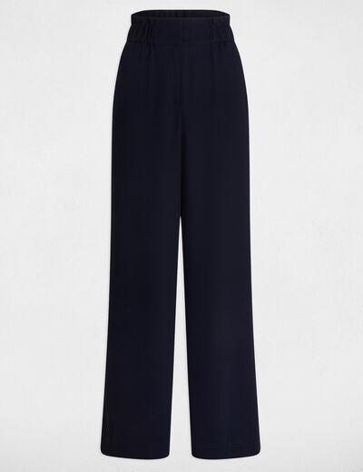 Pantalon large à fronces bleu marine femme