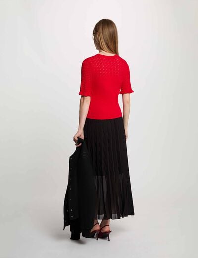 Pull manches courtes rouge femme