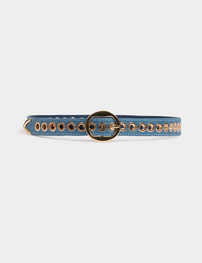 Jeans riem met oogjes stone washed denim vrouw