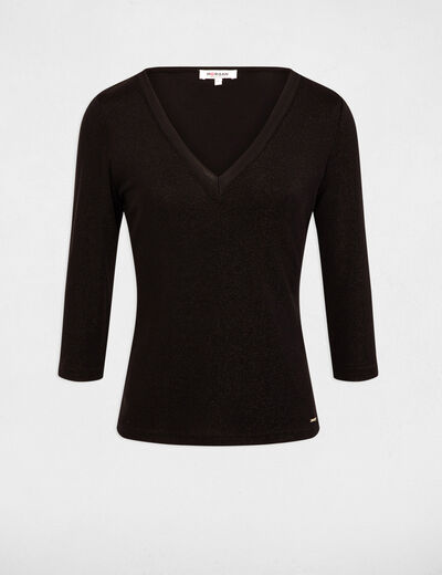 T-shirt met 3/4 mouwen zwart vrouw
