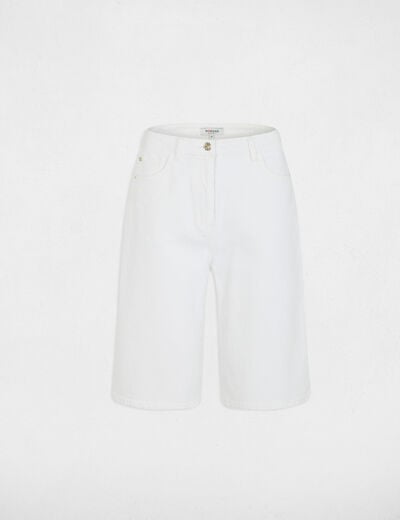 Short large taille haute blanc femme
