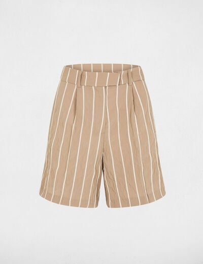 Gestreepte high-waist short taupe vrouw