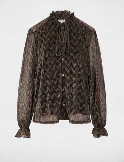 T-shirt col lavallière jaune or femme