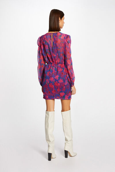 Gedrapeerde jurk met bloemenprint veelkleurig vrouw