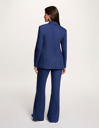 Pantalon flare &agrave; pinces bleu marine femme