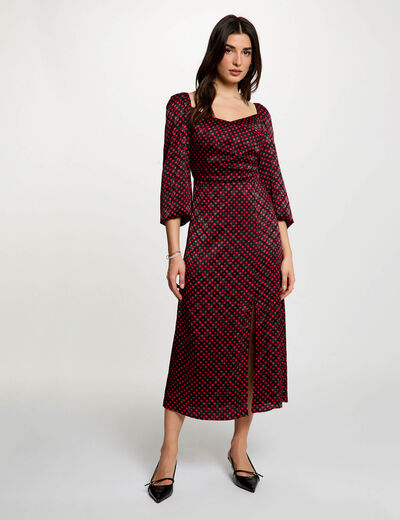 Robe satin&eacute;e manches bouffantes multicolore femme