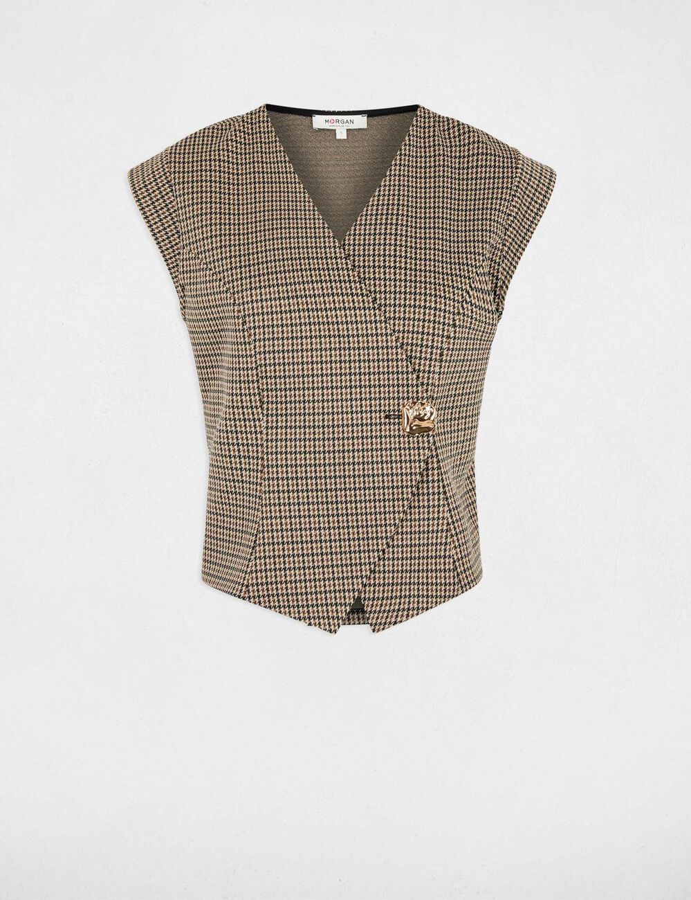 Gilet sans manches col v multicolore femme