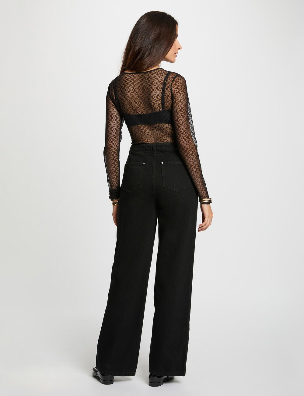 T-shirt court cintré noir femme