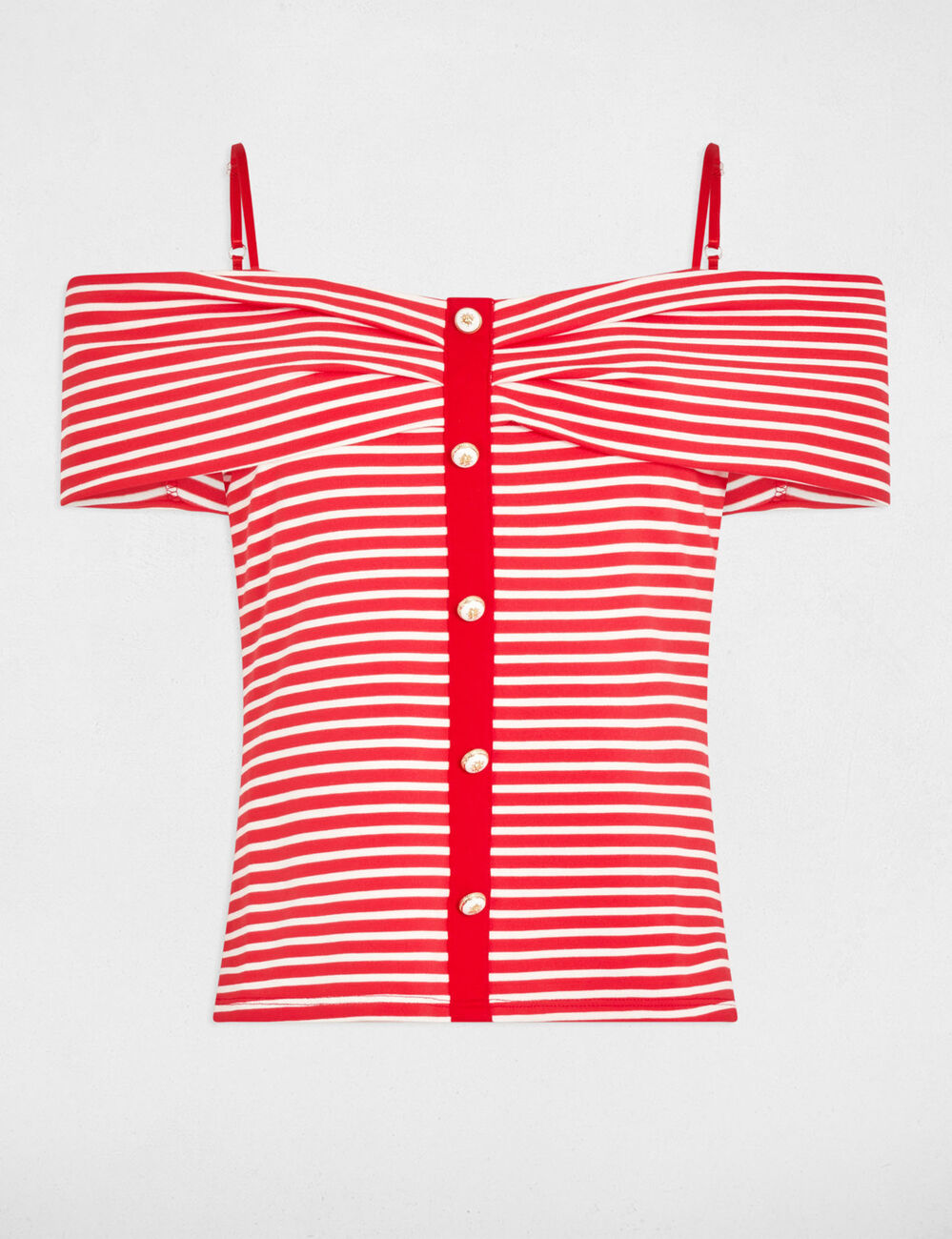 T-shirt manches courtes rayé rouge femme