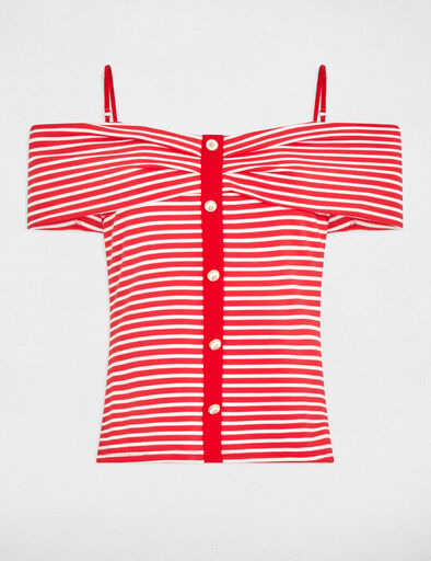 T-shirt manches courtes rayé rouge femme